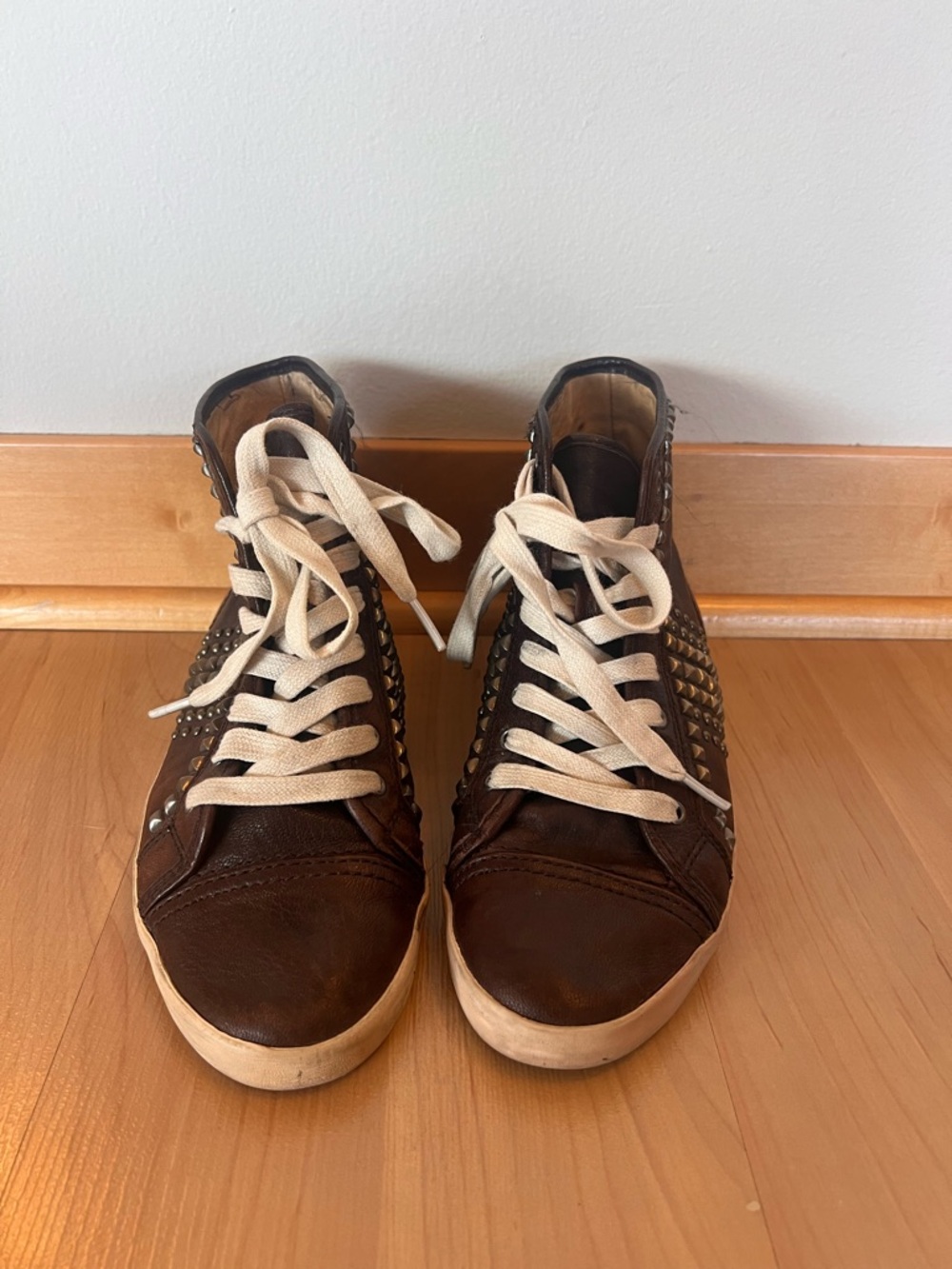 Frye Kira High Top Leather Sneaker with Studs